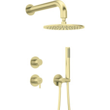 Deante Shower set Silia with mixer, shower head, hand shower, handle - concealed, brushed gold (NQS_R9YK)