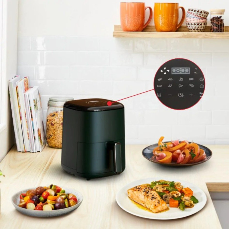 Tefal Мультипіч EasyFry Compact, 1300Вт, чаша-3л, сенсорне керув., пластик, темно-зелений