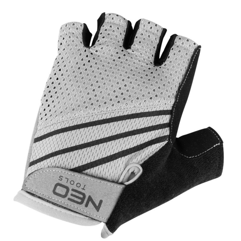 Neo Tools Cycling gloves, synthetic leather, anti-slip, anti-vibration padding, r. XL, white (91-016-XL)