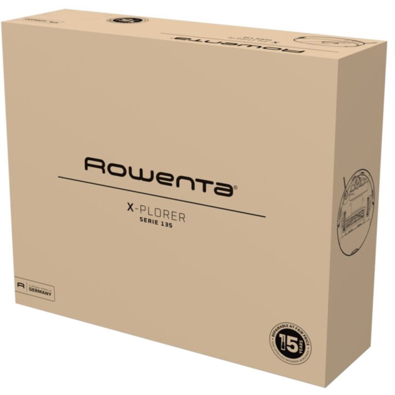 Rowenta Робот-пилосос миючий X-Plorer Serie 135 Standart, 5000ПаВт, h=9.5см, 0.35л, конт пил -0.32л, вода - вологе прибирання, автон. робота до 120хв, чорний (RR91C5WH)