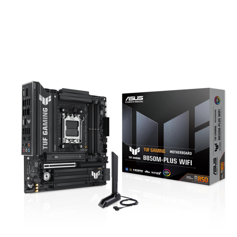 ASUS Motherboard TUF GAMING B850M-PLUS WIFI sAM5 B850 4xDDR5 M.2 HDMI DP Wi-Fi BT mATX (90MB1IY0-M0EAY0)