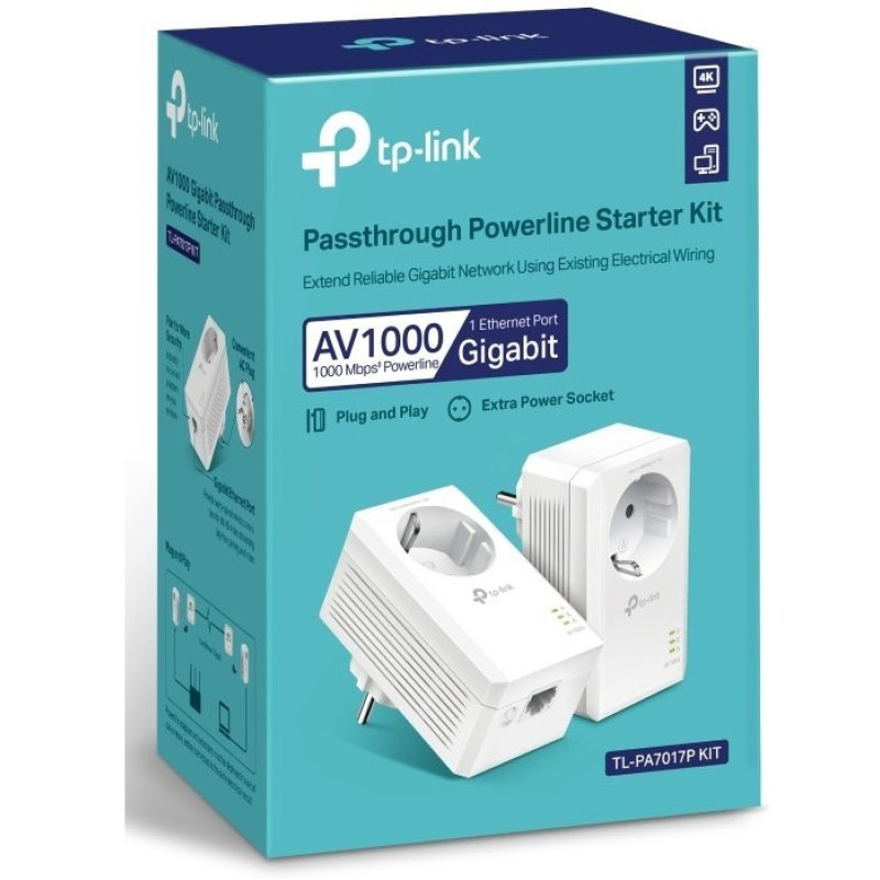 TP-Link Адаптер Powerline TL-PA7017PKIT 2PK AV1000 1xGE розетка