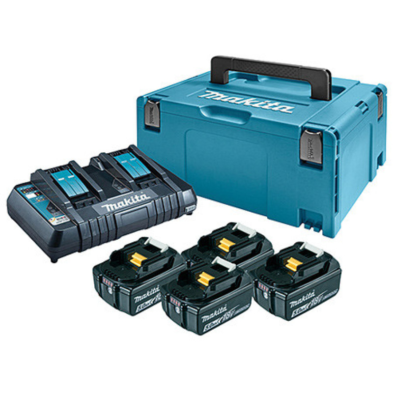 Makita Набор аккумуляторов MKP3PT184, LXT BL1850Bx4, DC18RD, Makpac (MKP3PT184)