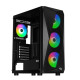 2E Gaming PC case Aruba G3313W, without PSU, 1xUSB3.0, 2xUSB2.0, 5x120mm ARGB, VGA 300mm, LCS ready, HUB, TG Side Panel, ATX, black (2E-G3313B)