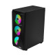 2E Gaming PC case Aruba G3313W, without PSU, 1xUSB3.0, 2xUSB2.0, 5x120mm ARGB, VGA 300mm, LCS ready, HUB, TG Side Panel, ATX, black (2E-G3313B)