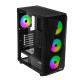 2E Gaming PC case Aruba G3313W, without PSU, 1xUSB3.0, 2xUSB2.0, 5x120mm ARGB, VGA 300mm, LCS ready, HUB, TG Side Panel, ATX, black (2E-G3313B)
