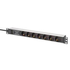 Digitus 1U Alu PDU, Rackmount.,6x Safety outlet,1x outlet 16A,230VAC,50/60Hz,Uberspannungsschutz, Netzfilter (DN-95441)