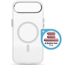 Чехол для мобильного телефона Armorstandart Unit MagCase Apple iPhone 17 Air Clear Silver + Pink Button Set (ARM90584)