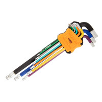 Neo Tools Hex keys, set of 9 pcs, ball end, colored, S2 steel, 1.5-10mm (09-512)
