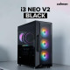 Zalman PC case I3 Neo V2 without PSU, 2xUSB3.0, 1x Type C, 4x120mm RGB, VGA 355mm, LCS ready, TG Side Panel, ATX, black (I3NEOV2BLACK)