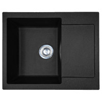 Adamant Kitchen sink Minimal, artificial stone, rectang., with drainboard, 615х495х200mm, bowl - 1, over-mounted, black (000008533)