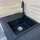 Adamant Kitchen sink Minimal, artificial stone, rectang., with drainboard, 615х495х200mm, bowl - 1, over-mounted, black (000008533)