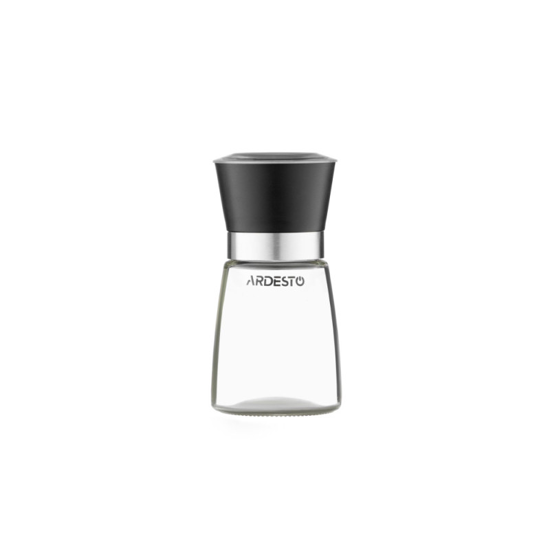 ARDESTO Salt and Pepper Mill Gemini, 180ml, glass, plastic, transparent, black (AR2101BL)