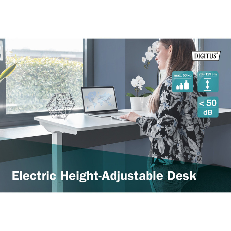 Digitus Стіл Electric Height Adjustable, 73-123cm, white (DA-90407)