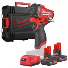 Milwaukee cordless impact wrench M12 FCIWF12G3-502X 12V battery 2x5A h 0-3000 rpm 542 Nm 1/2  ZP M12C case 1.5 kg (4933493455)
