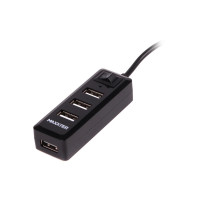 Концентратор Maxxter USB 2.0 to 4xUSB + charger 5V 1A (HU2A-4P-AC-03)