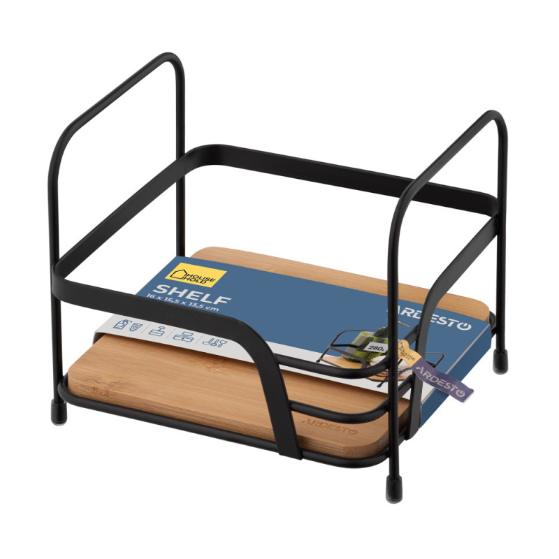 ARDESTO Shelf Minimalism 1-tier 16x15.5x13.5cm, metal, bamboo, black (ARHK4501BB) ARDESTO Shelf Minimalism 1-tier 16x15.5x13.5cm, metal, bamboo, black (ARHK4501BB)