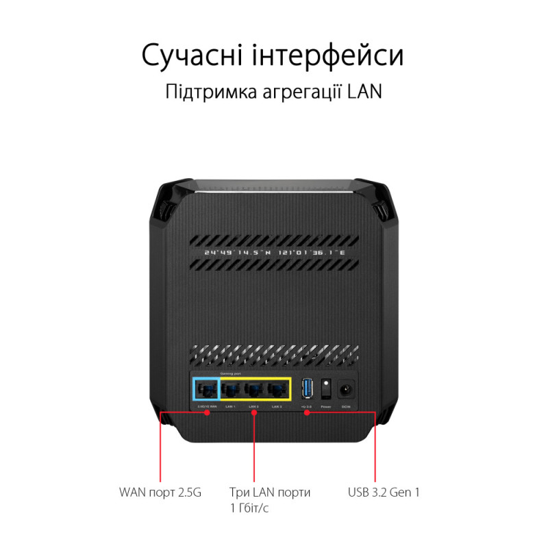 ASUS Router ROG Rapture GT6 2PK black AX10000 3xGE LAN 1x2.5GE WAN 1xUSB 3.2 g1 WPA3 OFDMA MESH (90IG07F0-MU9A20)