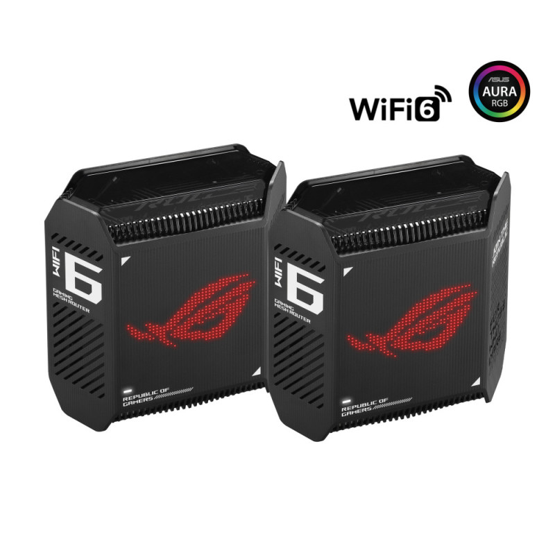 ASUS Router ROG Rapture GT6 2PK black AX10000 3xGE LAN 1x2.5GE WAN 1xUSB 3.2 g1 WPA3 OFDMA MESH (90IG07F0-MU9A20)