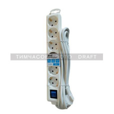 2E Power strip 6хType F, 3х1mm2, 16A, 3m, white (2E-U06ESM3WH)