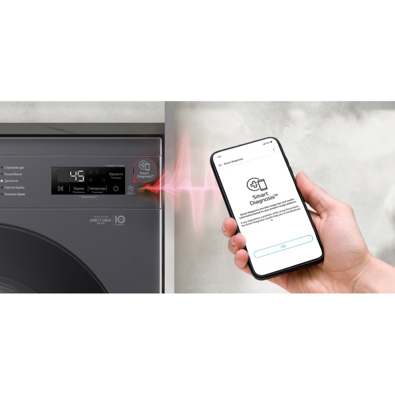 LG WM front load, 7kg, A+++, anthracite (F2Y1HS5J)