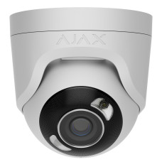 Ajax IP Wired Camera TurretCam HL white, 8MP, 2.8mm, hybrid illumination IR 35m, white LED 50m, PoE, True WDR, IP65, IR 35m, audio, viewing angle 100°–110°, turret, white (000059518)