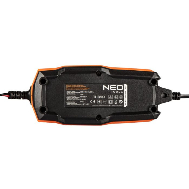 Neo Tools Зарядний пристрій автоматичний, 2А/35Вт, 4-60Ач, для кислотних/AGM/GEL акумуляторів (11-890)