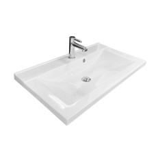 Adamant Sink, washbasin QUANTO, artificial stone, rectang., with a hole for the mixer, with an overflow hole, 800х447х140mm, imposed, white (4824296206301)