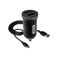 Зарядное устройство XO 2xUSB 2.1A + cable USB to Micro 5P black (TZ08-M-BK)