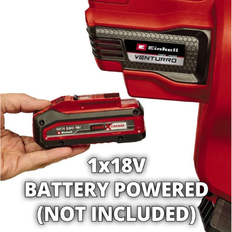 Einhell Пилосос садовий акум  VENTURRO 18/210, 18В, PXC, 8000-14000 об/хв, 500 м3/год, 210 км/год, 45 л (3433625)