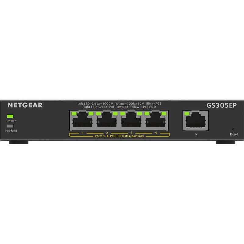 NETGEAR Коммутатор GS305EP 4xGE PoE+(63Вт), 1xGE, управляемый (GS305EP-100PES)