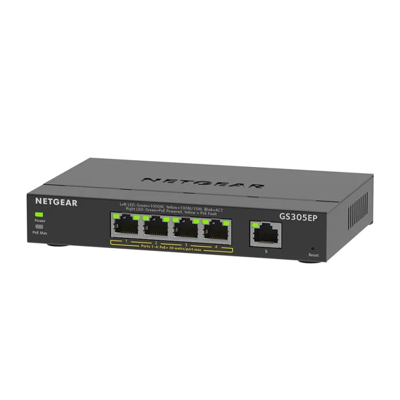 NETGEAR Коммутатор GS305EP 4xGE PoE+(63Вт), 1xGE, управляемый (GS305EP-100PES)