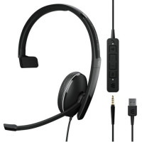 Sennheiser Гарнитура компьютерная моно On-Ear ADAPT 135T USB II, 3.5мм/USB, однонаправленный, сертификат Microsoft Teams, 1.8м, Черный (1000900)