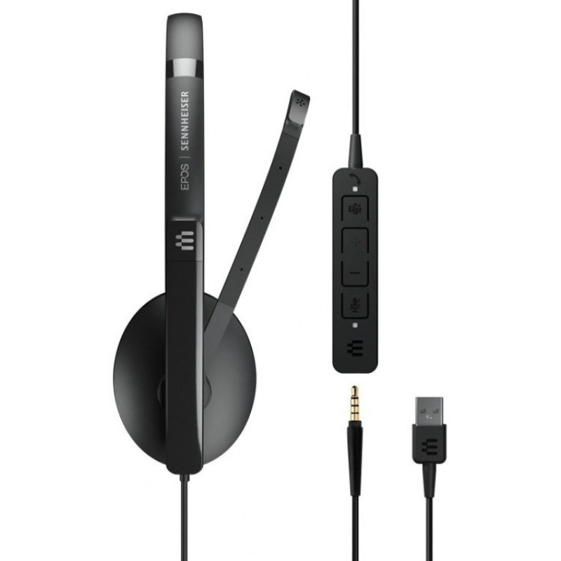 Sennheiser mono On-Ear ADAPT 135T USB II Headset, 3.5mm/USB, unidirectional, Microsoft Teams certified, 1.8m, Black (1000900)