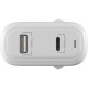 Зарядное устройство Globex GaN 1xUSB + 1xUSB-C 65W FastPower white (GaN65WAC)