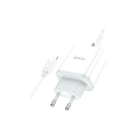 Зарядное устройство HOCO C104A USB-C PD20W + cable USB-C to Lightning white (6931474782908)