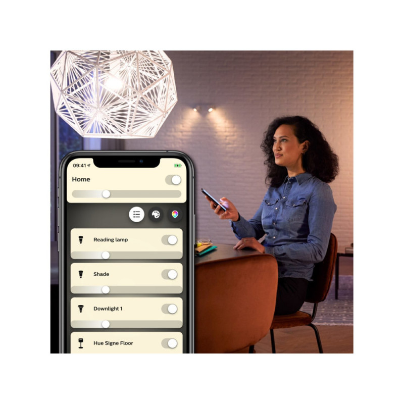 Philips Hue Smart bulb E27, 9W, 2700K, White, ZigBee, Bluetooth, dimming (929001821618)
