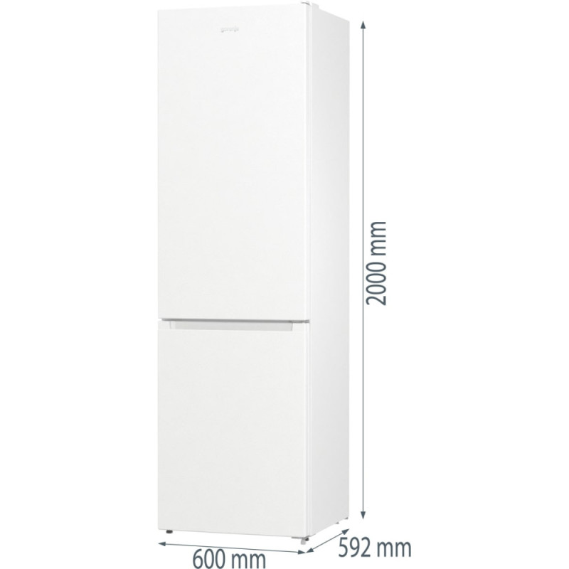 Gorenje Холодильник с нижн. мороз. камерой, 200х60х60см, 2 дв., 235(96)л, А++, NoFrost+, Зона св-ти, белый (NRK6202EW4)