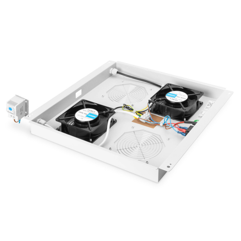 Digitus Панель вентиляторів 19" Roof, 2 fans, thermostat, RAL 7035 (DN-19FAN-2-N)