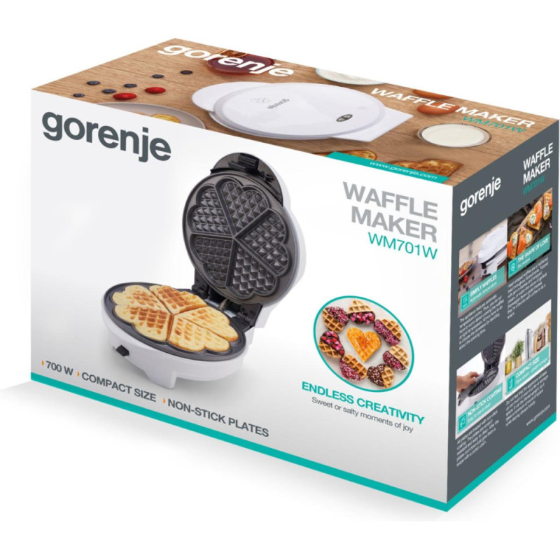 Gorenje multi-maker 700W, 1 plate, teflon, device body-plastic, white (WM701W)