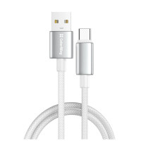 Дата кабель USB 2.0 AM to USB-C 1.0m 3A zinc alloy braided white ColorWay (CW-CBUC098-WT)