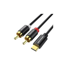 Кабель мультимедийный USB-C M to 2xRCA M 1.5m black Vention (BGDBG)