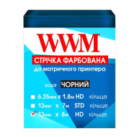 Лента к принтерам 13мм х 8м HD к. Black WWM (R13.8H)