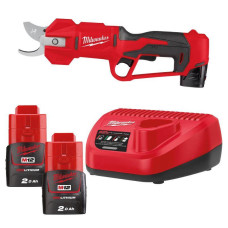 Milwaukee M12 BLPRS-202 cordless pruner 12V battery 2x2A h ZP C12C cutting d 32mm 1.5kg (4933480115)
