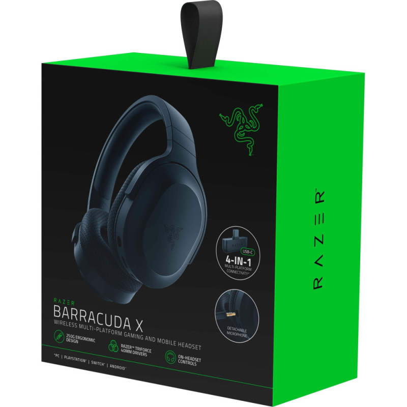 Razer Гарнітура ігрова Barracuda X, 7.1, mini-jack/USB-A/BT/WL, 1.5м, чорний (RZ04-04430100-R3M1)