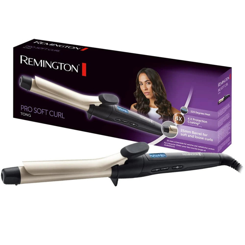 Remington Плойка Pro Soft Curl, >300Вт, темп.режимів-10, D-25mm, 130-220С, дисплей, кераміка, чорний (CI6325)