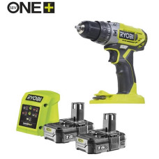 Ryobi Шурупокрут-дриль ударний акумуляторний ONE+ R18PD2-215G 18В 1х1.5А·год ЗП 40Нм 400·1350об·хв 1кг (5133005302)