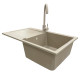 Adamant Kitchen set Horizon, artificial stone, rectang., with drainboard, 780х495х230mm, bowl - 1, over-mounted, Sahara + mixer and dispenser (182496901502)