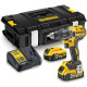 DeWALT Аккумуляторный шуруповерт-дрель XR Li-Ion 18 В, аккумулятор 2×5 А·ч, 70 Нм, 550–2000 об/мин, чехол, вес 1,7 кг (DCD791P2)