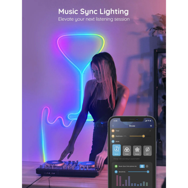 Govee Лента светодиодная умная H61A2 Neon LED Strip Light 5м Белый (H61A23D1)